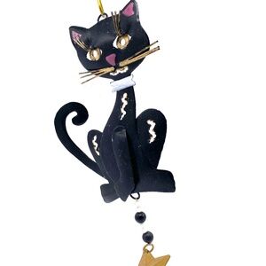 Monkey Business's Black Cat Eyelash Metal Ornament
